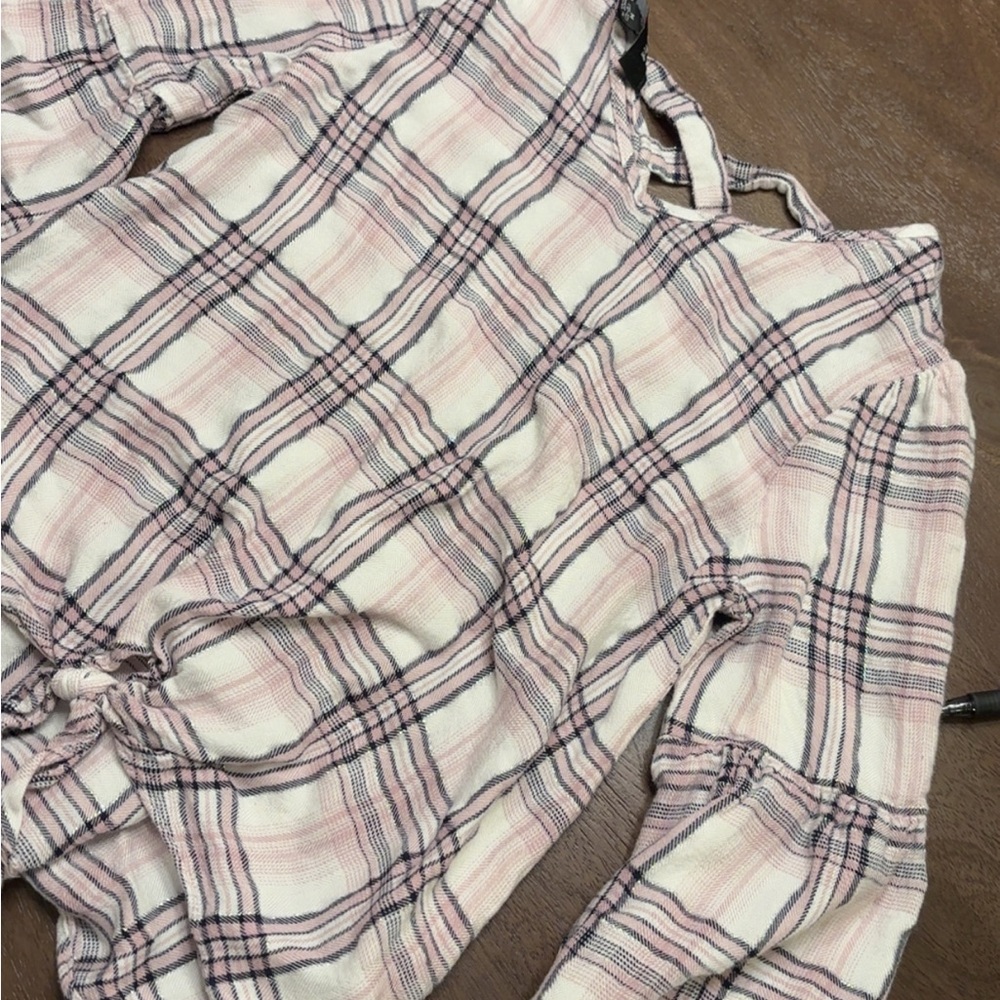 Amy Byer Pink and White Plaid Shirt